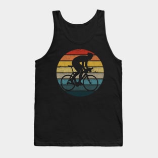 Bicyclist Silhouette On A Distressed Retro Sunset design Tank Top